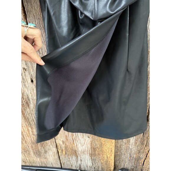 Forever 21 S Faux Leather Black Mini Dress Bow Puff Sleeve Goth Witchy - Picture 3 of 7